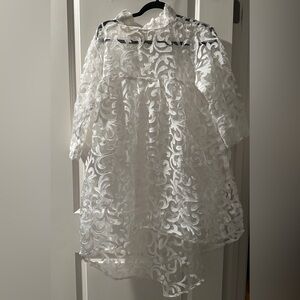 Elegant White Sheer Lace Dress